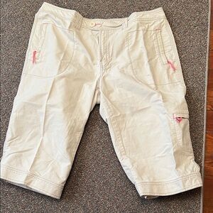 Avenue Cream Color  Capris with Pink Accents